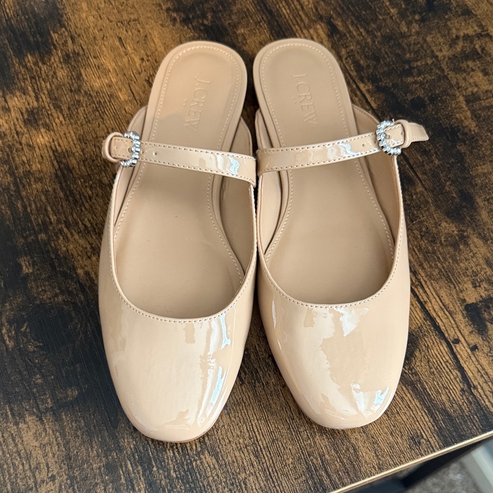 J. Crew Patent Nude Mary Jane Mule with Buckle
